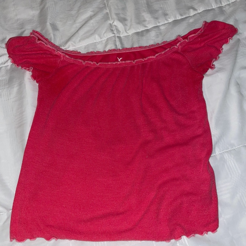 Off the shoulder pink top